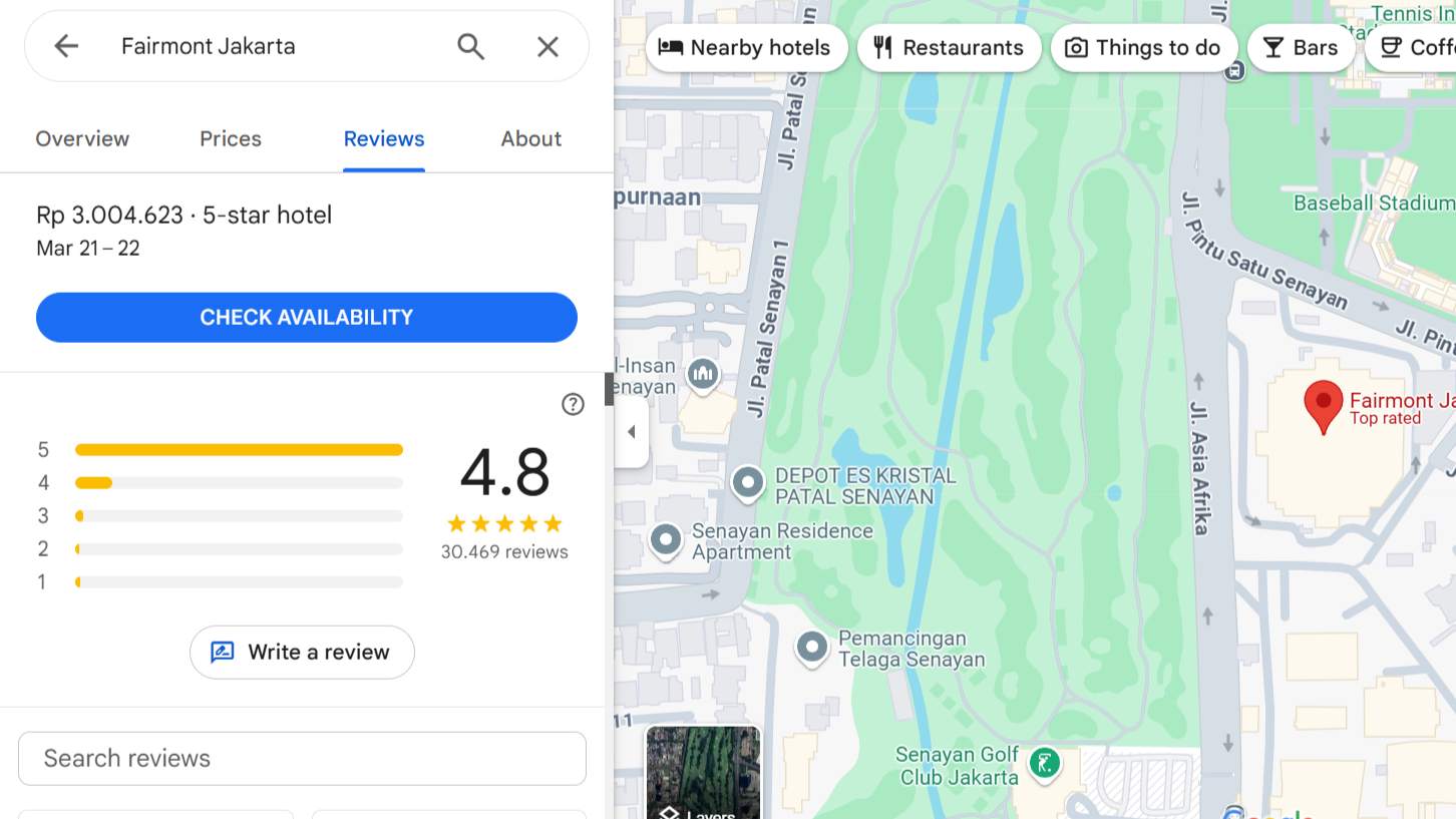 Viral Hilangnya Review Buruk Buat Hotel Fairmont Buntut RUU TNI di Google Maps