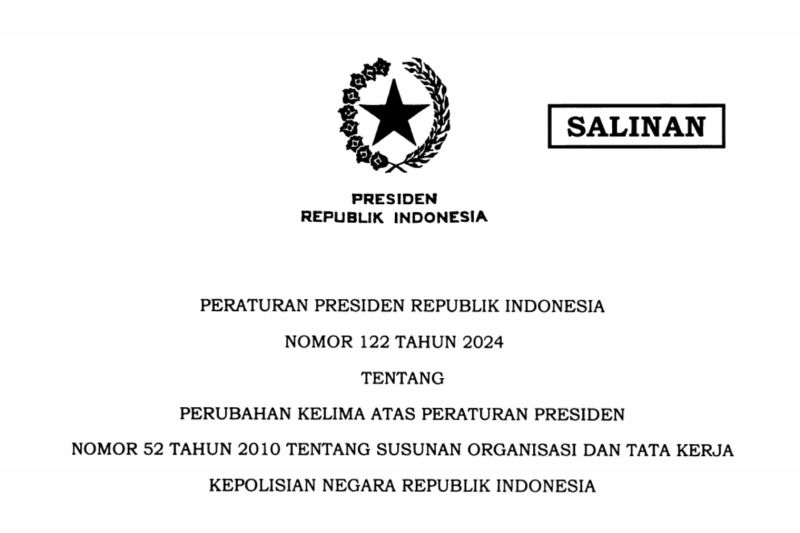 Salinan Perpres Nomor 122 tahun 2024 bisa diakses di&nbsp;Kementerian Sekretariat Negara.&nbsp;