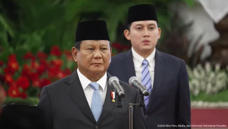 Presiden Prabowo Subianto saat melantik wakil menteri, Selasa (22/10/2024). (Tangkapan layar YouTube Setpres)
