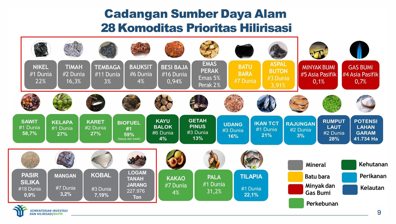 Cadangan SDA prioritas Indonesia. (Dok. BKPM)