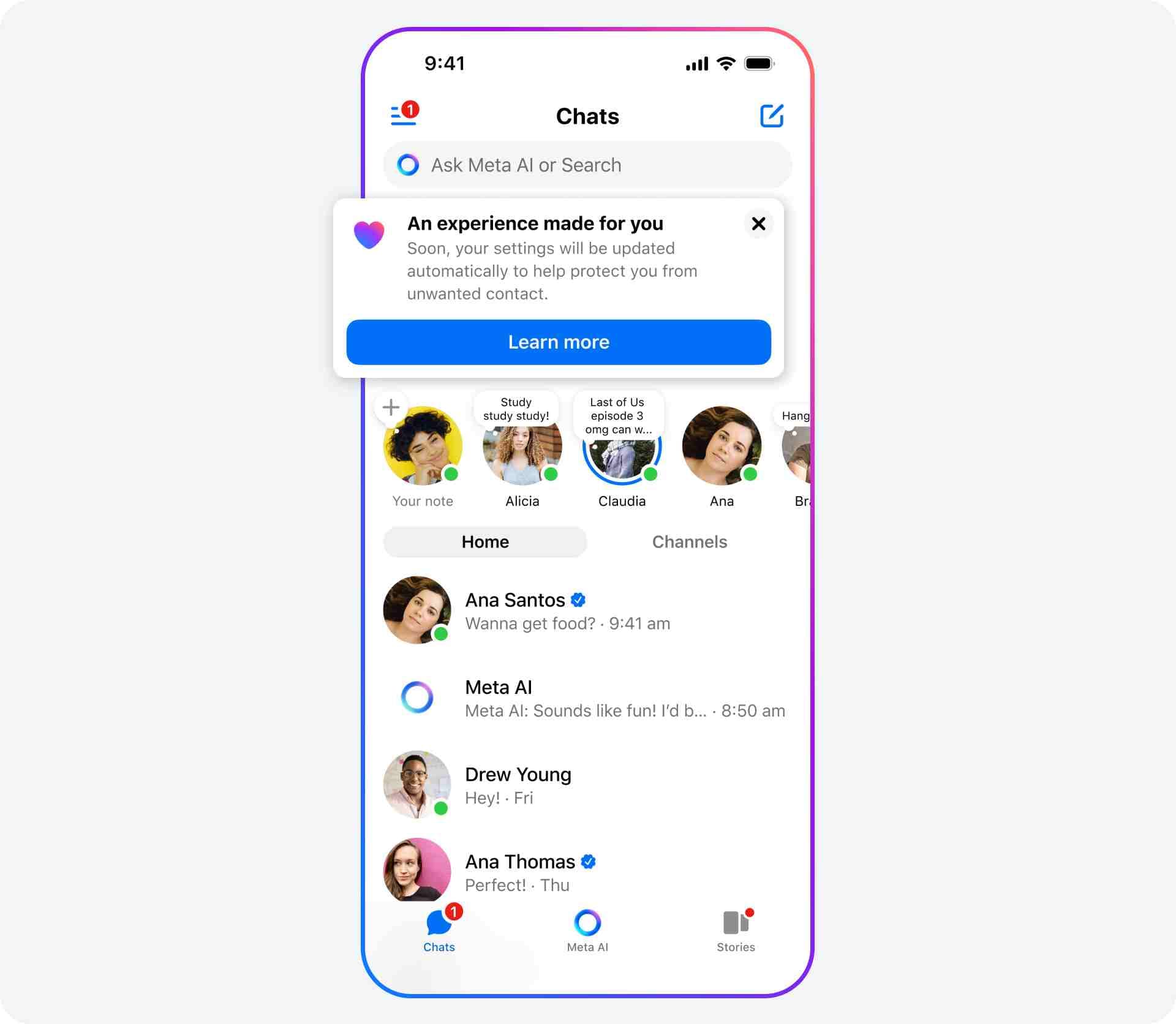 Tampilan fitur Akun Remaja di Instagram. (dok. Meta)