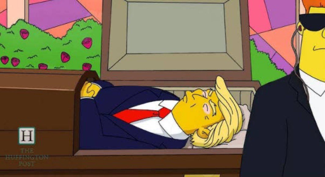 Gambar adegan Trump meninggal. (Sumber: akun X @kirawontmiss)