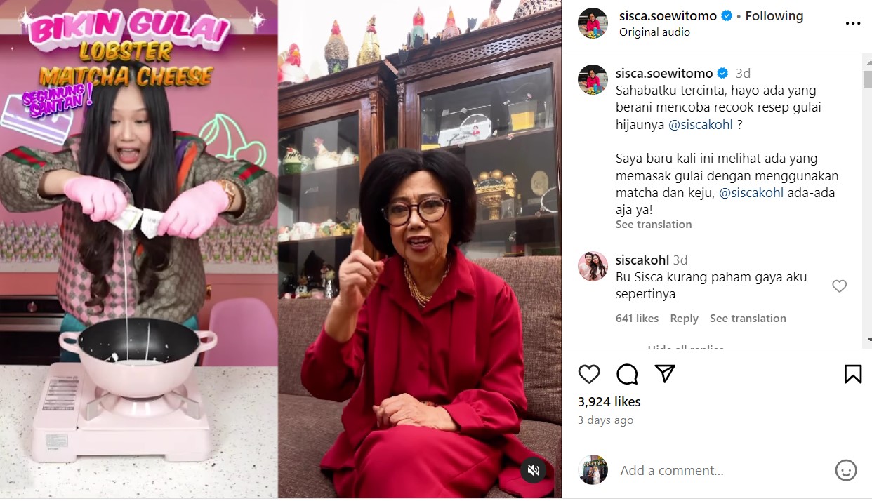 Tangkap layar akun IG @sisca.soewitomo