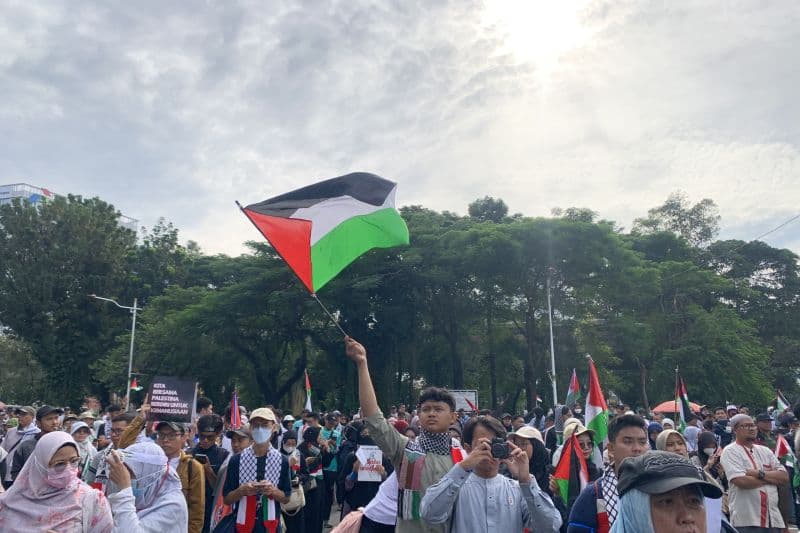 Aksi Bela Palestina Teriakan Takbir depan Kedubes AS di Jakarta