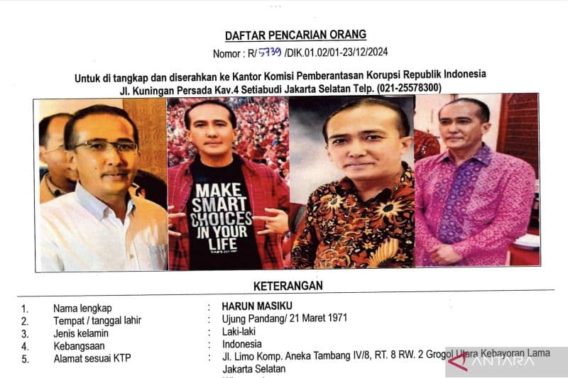 Poster buron Harun Masiku. (KPK/Antara)