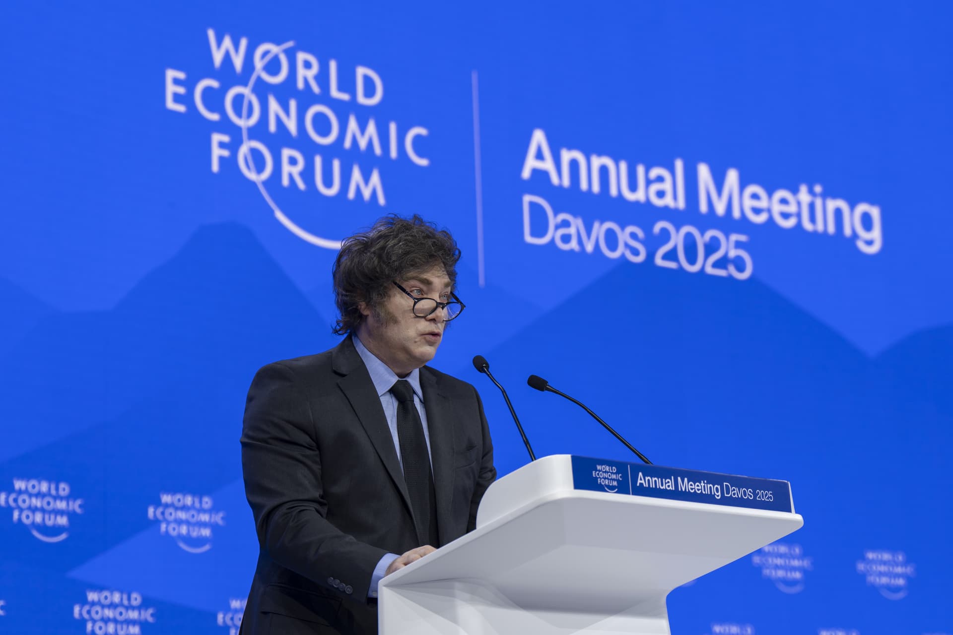 Presiden Argentina, Javier Gerardo Milei saat menjadi pembicara dalam World Economic Forum (WEF) 2025 di Davos, Swiss. (Dok. WEF)