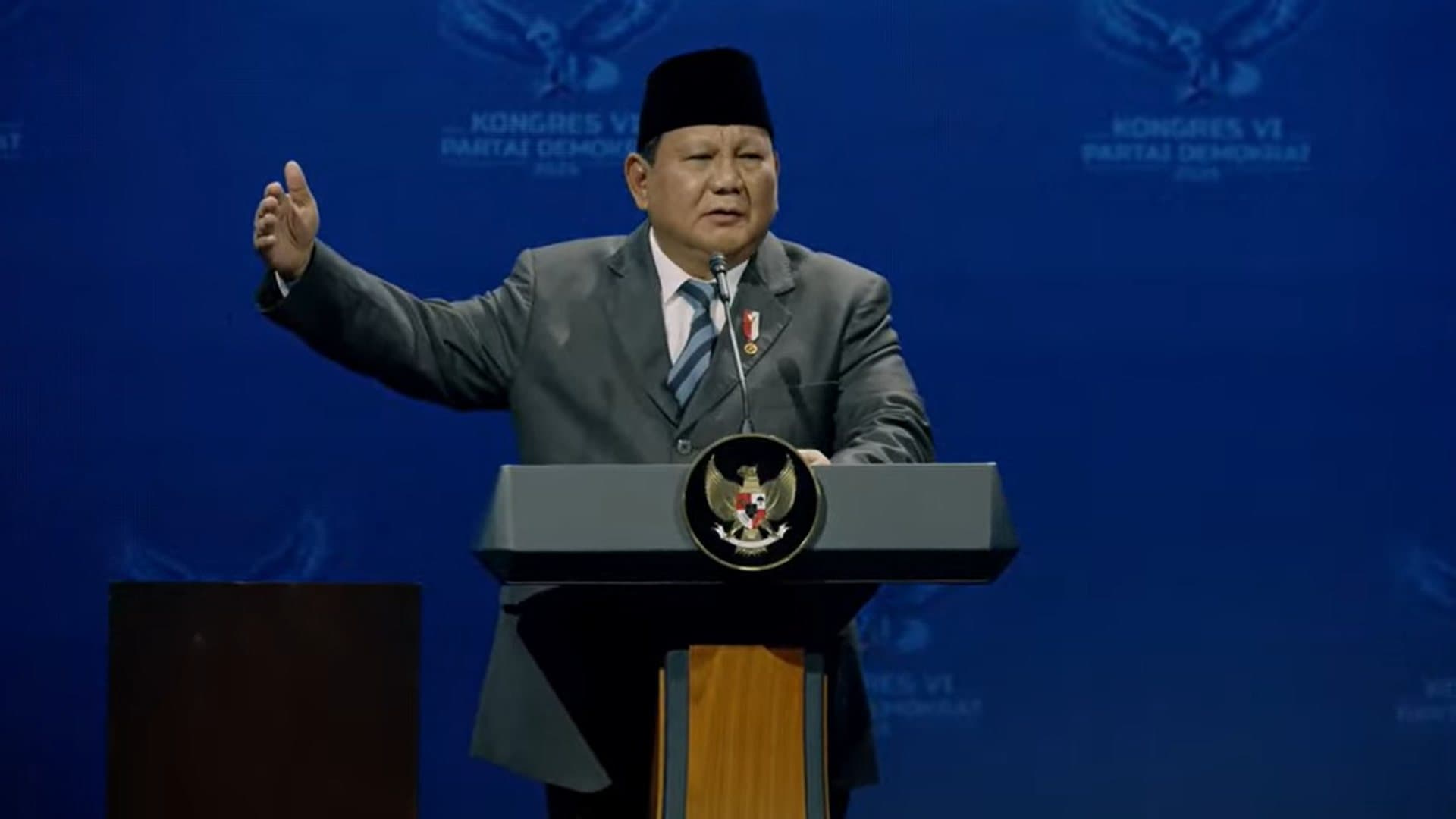 Presiden Prabowo Subianto menjanjikan THR untuk ojol. (Tangkapan layar YouTube Partai Demokrat)