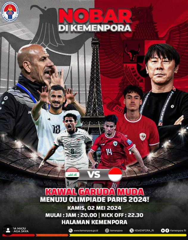 Nobar Indonesia vs Irak di Kemenpora. (Instagram @kemenpora)