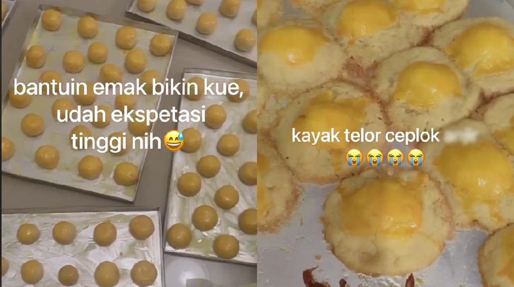 Loh, loh, kue nastar malah kayak telur ceplok. (Tangkap layar akun TikTok noviahn)