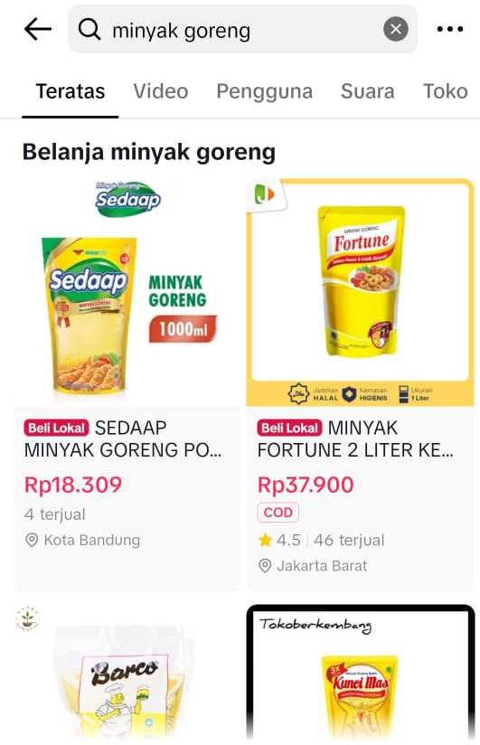 Tangkap layar akun TikTok