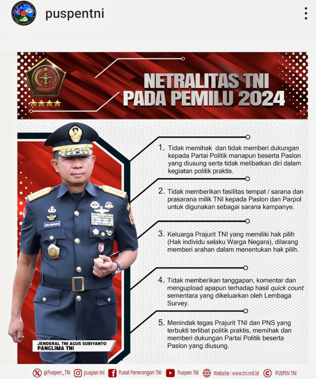 Netralitas TNI di Pemilu 2024.