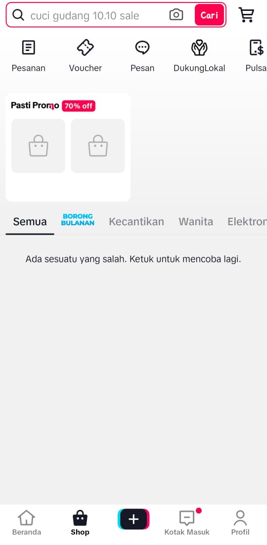 TikTok Shop sudah tidak bisa diakses. (Dokumen Fakta.com)